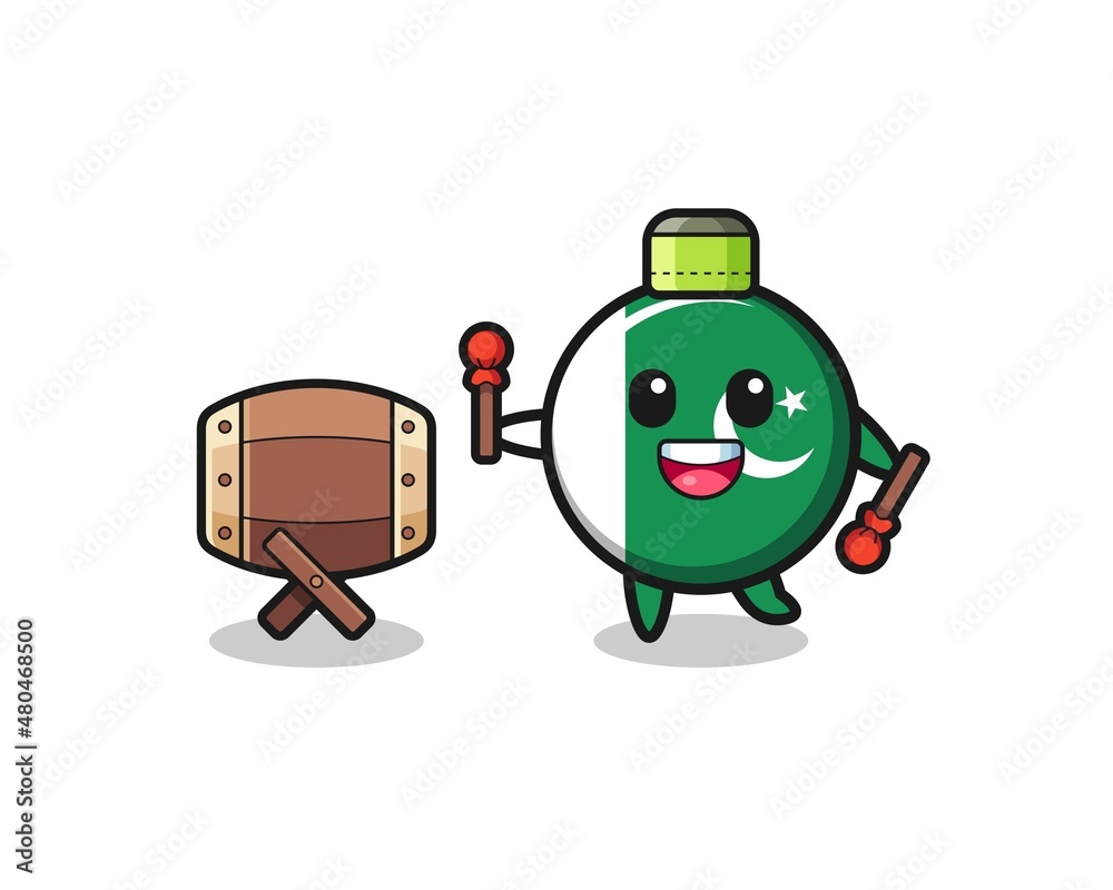 pakistan flag muslim cartoon is beating the bedug pakistan flag muslim cartoon is beating the bedug