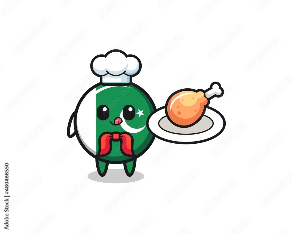 pakistan flag fried chicken chef cartoon character pakistan flag fried chicken chef cartoon character