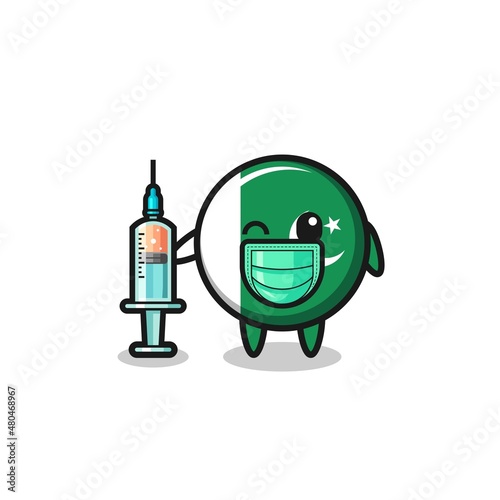 pakistan flag mascot as vaccinator