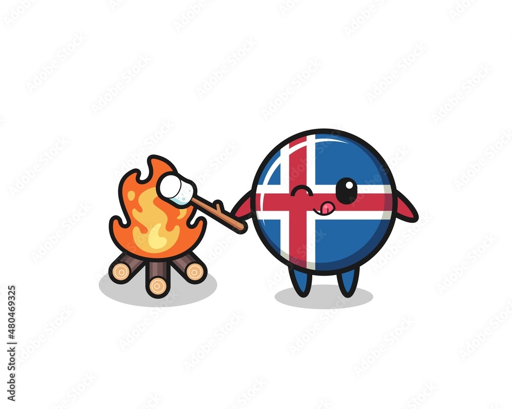 iceland flag character is burning marshmallow iceland flag character is burning marshmallow