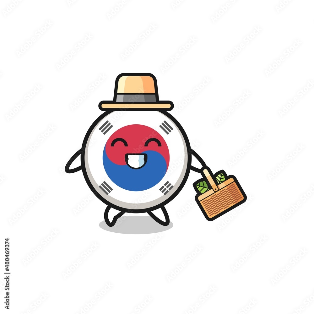 Fototapeta premium south korea flag herbalist character searching a herbal
