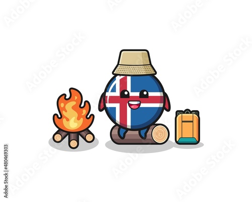camping illustration of the iceland flag cartoon