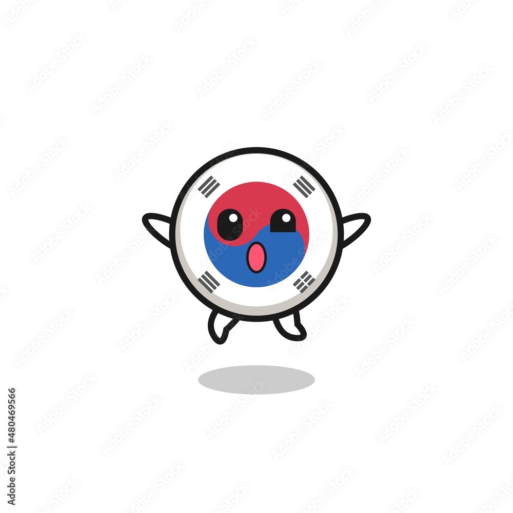 south korea flag character is jumping gesture south korea flag character is jumping gesture