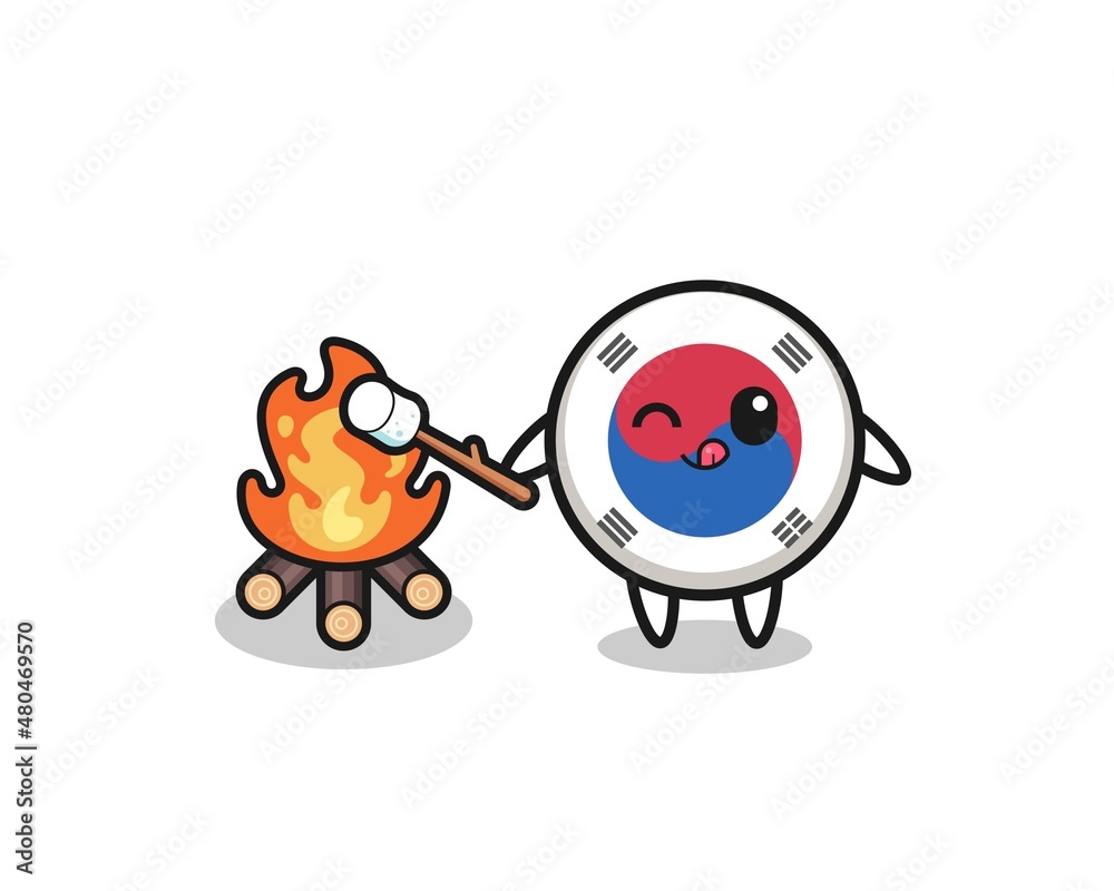 south korea flag character is burning marshmallow south korea flag character is burning marshmallow
