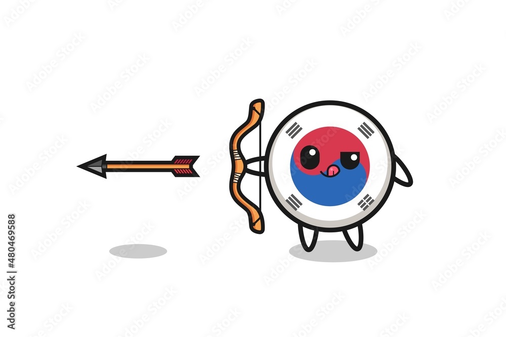 illustration of south korea flag character doing archery illustration of south korea flag character doing archery