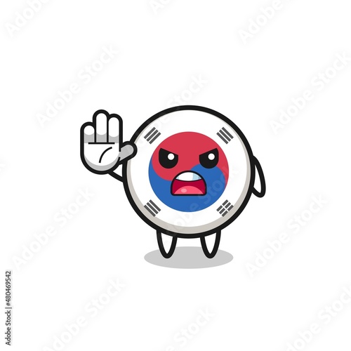 south korea flag character doing stop gesture