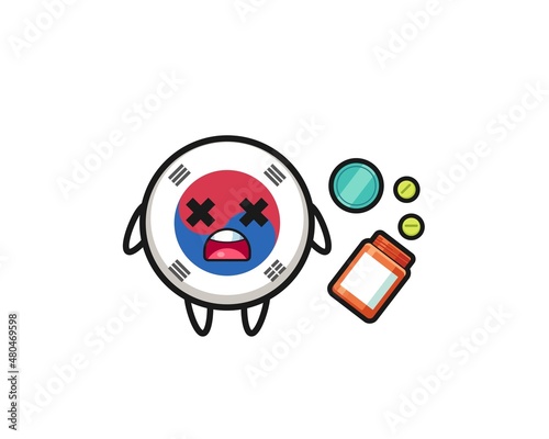 illustration of overdose south korea flag character