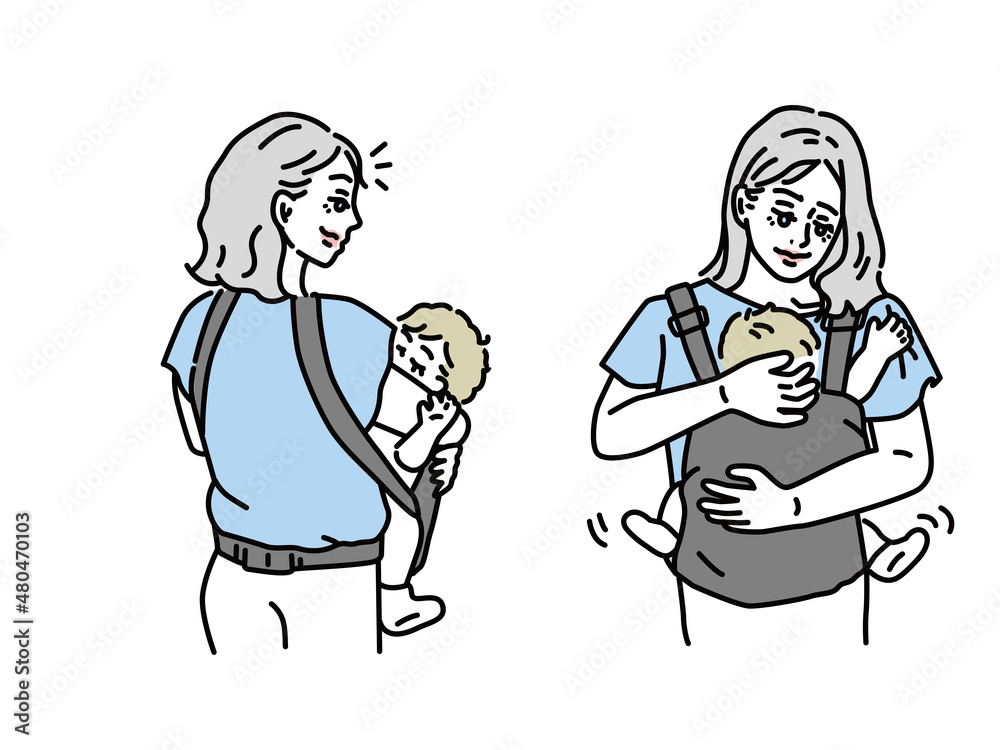 子育て、赤ちゃんを抱っこするイラスト(母、寝る、ママ、育児、産休、育休) An illustration of raising children and holding babies.Mom, sleep, childcare, maternity leave, childcare leave. 子育て、赤ちゃんを抱っこするイラスト(母、寝る、ママ、育児、産休、育休) An illustration of raising children and holding babies.Mom, sleep, childcare, maternity leave, childcare leave.