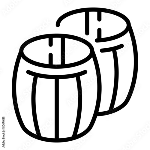 Wine wood barrels icon outline vector. Drink sommelier