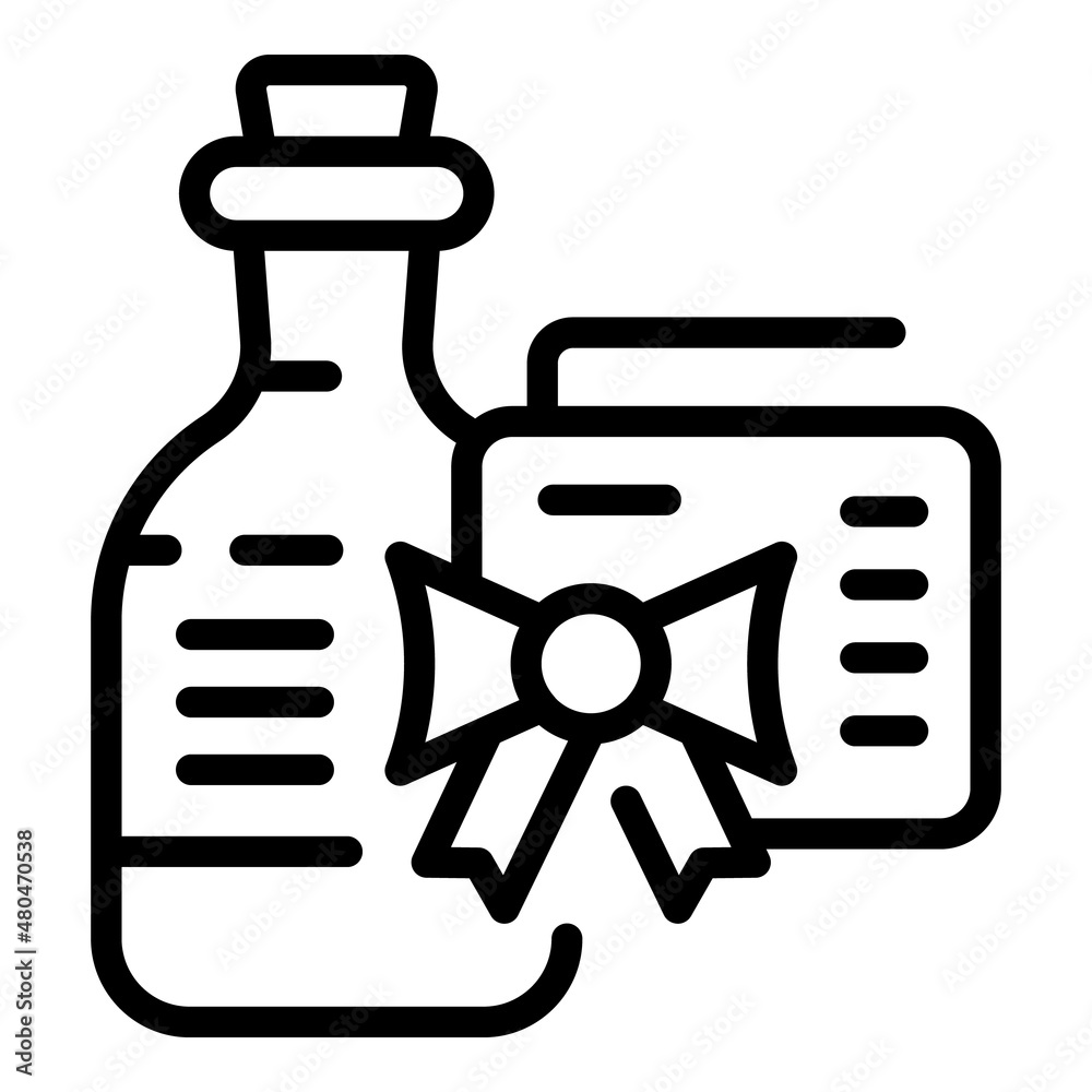 Wine bottle gift icon outline vector. Sommelier drink