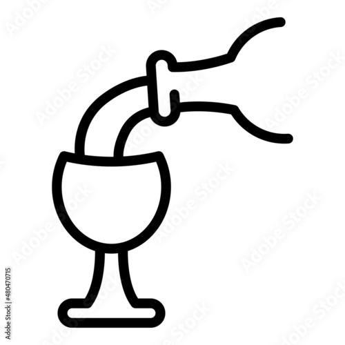 Full wine glass icon outline vector. Vine party