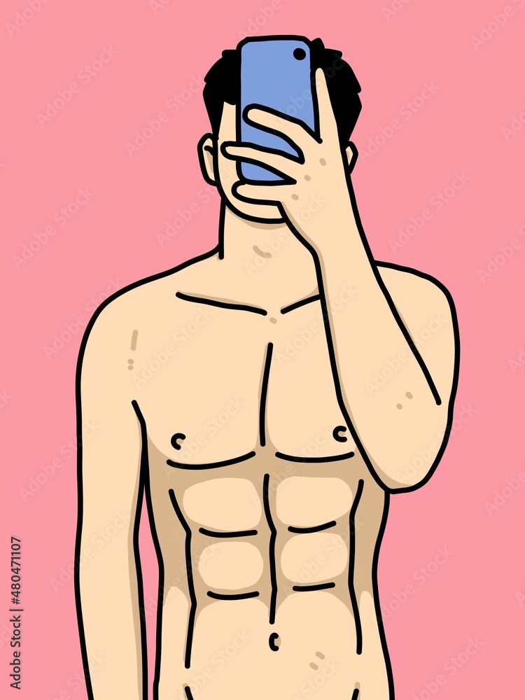 Fototapeta premium cute man cartoon on pink background