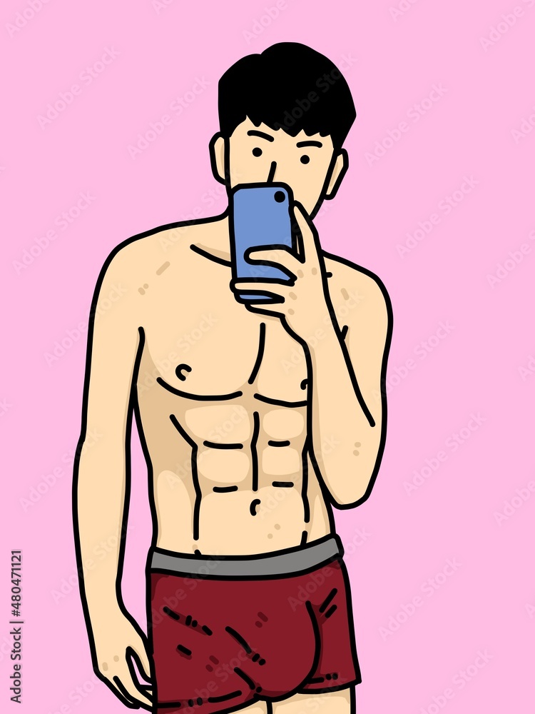 Fototapeta premium cute man cartoon on pink background