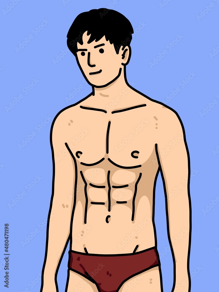 Fototapeta premium cute man cartoon on blue background