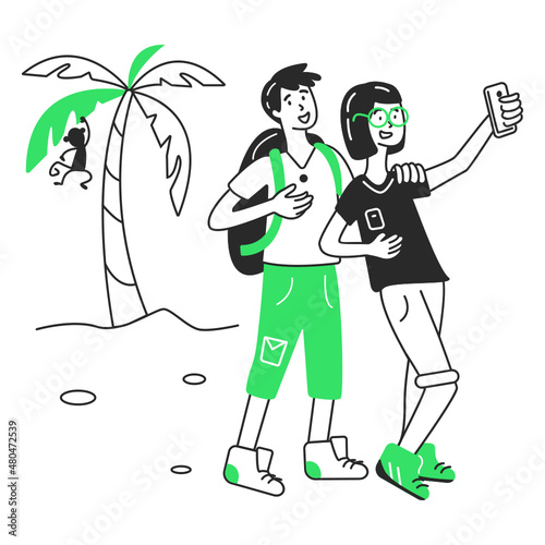 couple taking a selfie on the beach