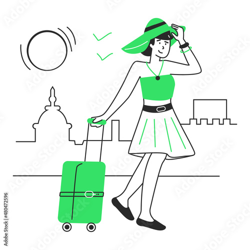 woman arrived at her destination