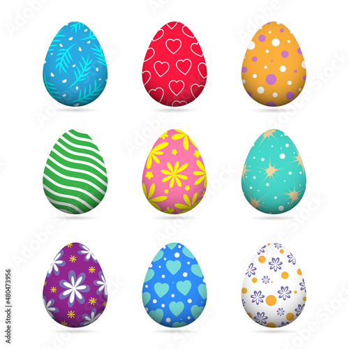 Set of Easter eggs collection on White background