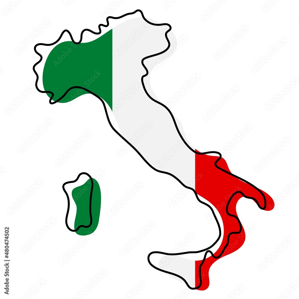 Stylized Outline Map Of Italy With National Flag Icon Flag Color Map 1000 F 480474502 ZSQQXDq6qel8IcbtXb7AqmrlC6S7oiyi 