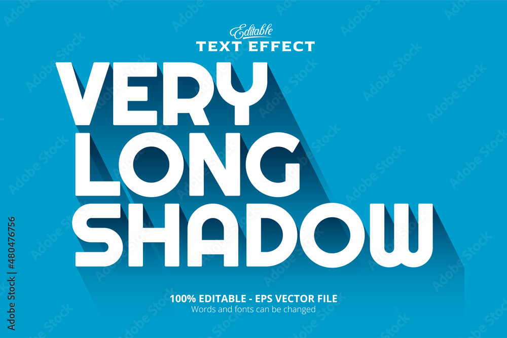 Editable text effect, blue background, Very Long Shadow text
