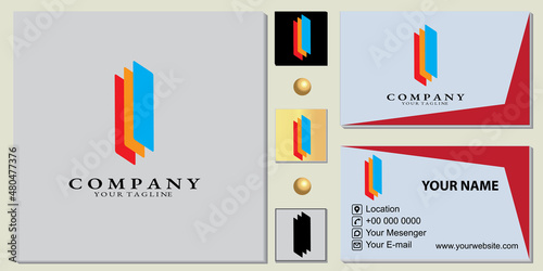 abstract company logo premium template with elegant business card vector eps 10