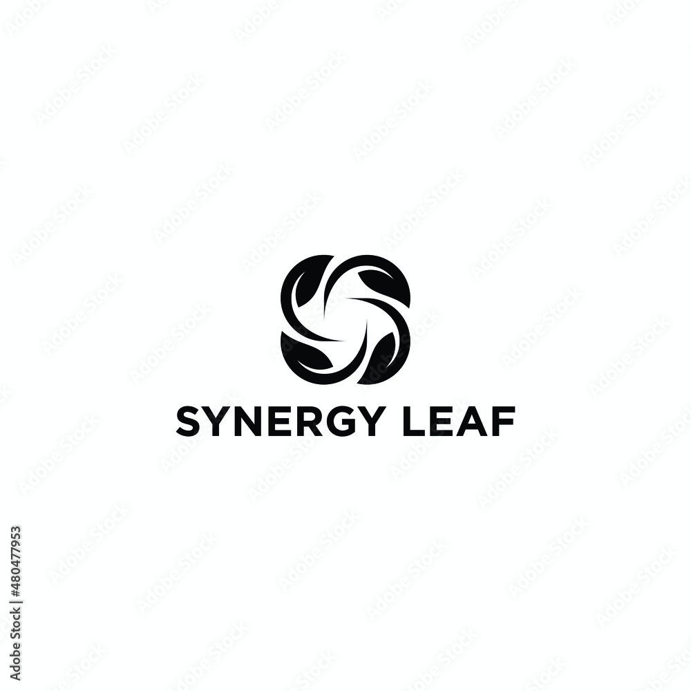 logo synergy leaf design vector
