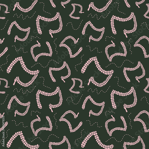 Bowel texture repeating pattern for gastroenterologist background. Fun gut shaped doodles, internal organs wallpaper