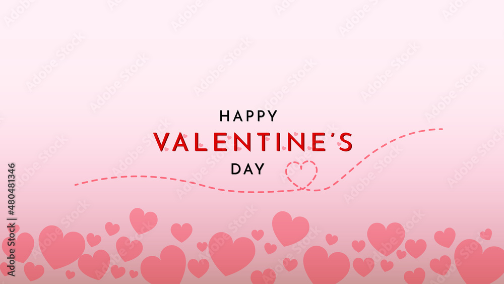 Heart pink banner background for happy valentine's day wallpaper template vector illustration design with heart shape
