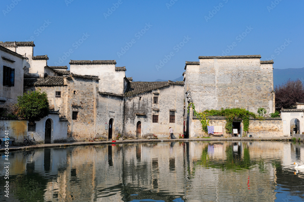 Hongcun Ancient Architectural Village: October 10, 2011. Yixian County, Huangshan City, Anhui Province, China