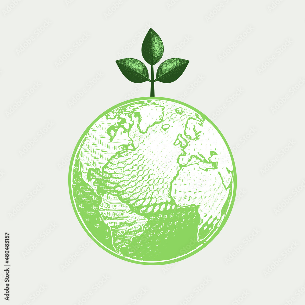 Green earth icon. Vector logo with environment theme. Green earth icon. Vector logo with environment theme.