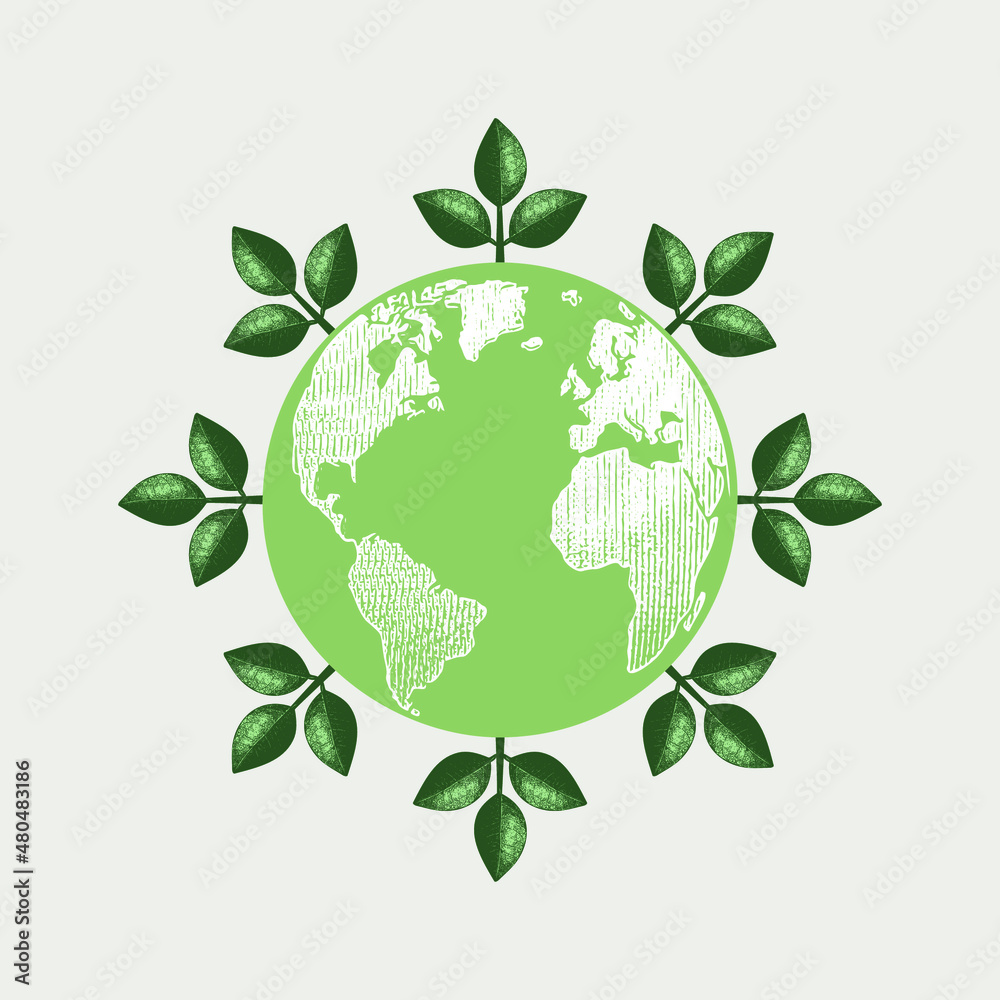 Green earth icon. Vector logo with environment theme. Green earth icon. Vector logo with environment theme.