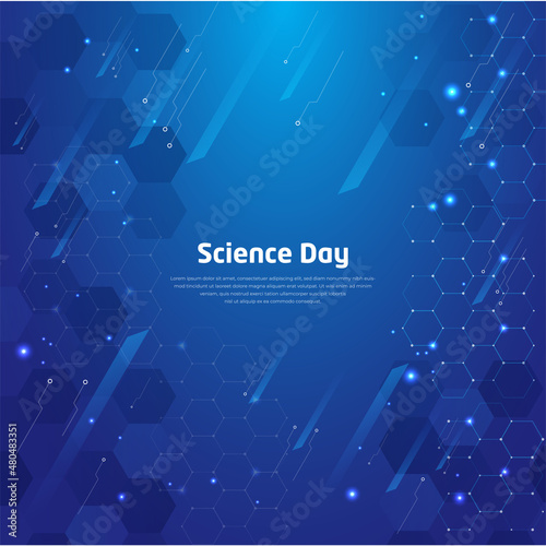 Happy National Science Day background with modern, geometric, technology, science and innovation element. Science Day vector illustration