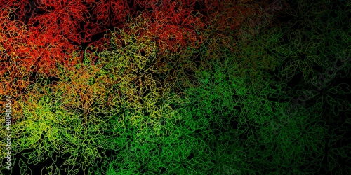 Dark green, red vector pattern with curves.