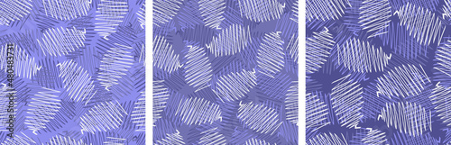 Seamless pattern with strokes and trendy very peri color isolated on white background. Endless pattern for fabric, wear, cover, package,  interior design and other use. Vector illustration. Set.