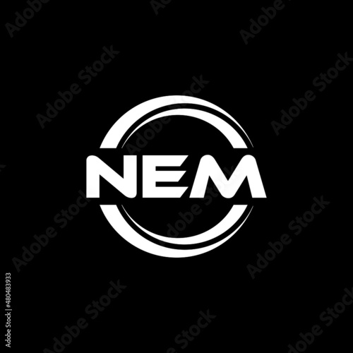 NEM letter logo design with black background in illustrator, vector logo modern alphabet font overlap style. calligraphy designs for logo, Poster, Invitation, etc.