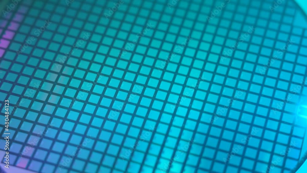 Silicon Wafers with microchips used in electronics for the fabrication of integrated circuits Silicon Wafers with microchips used in electronics for the fabrication of integrated circuits