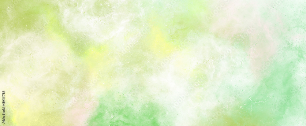 green abstract nebula painting background