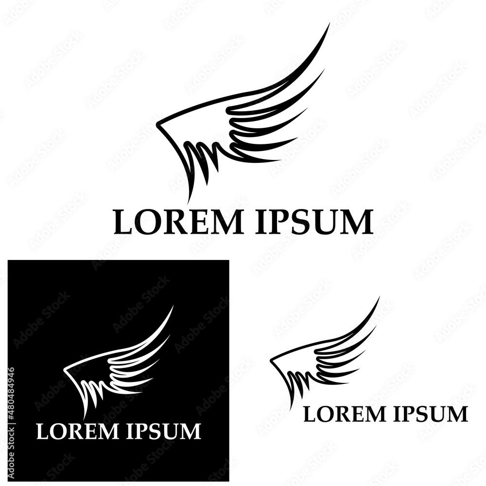 Obraz premium Wing illustration logo vector design