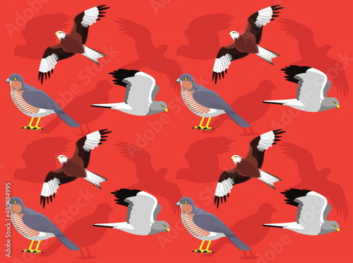 UK Bird of Prey Cartoon Seamless Wallpaper Background
