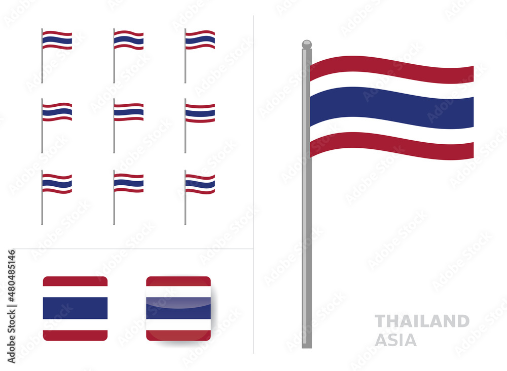 Thailand Flag Country Waving Animation App Icon Vector Stock Vector | Adobe  Stock
