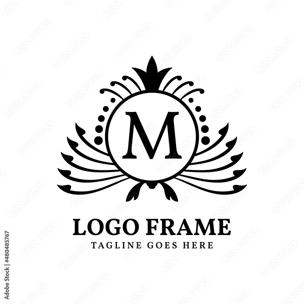 letter M vintage circle frame luxury graceful vector logo design Stock ...