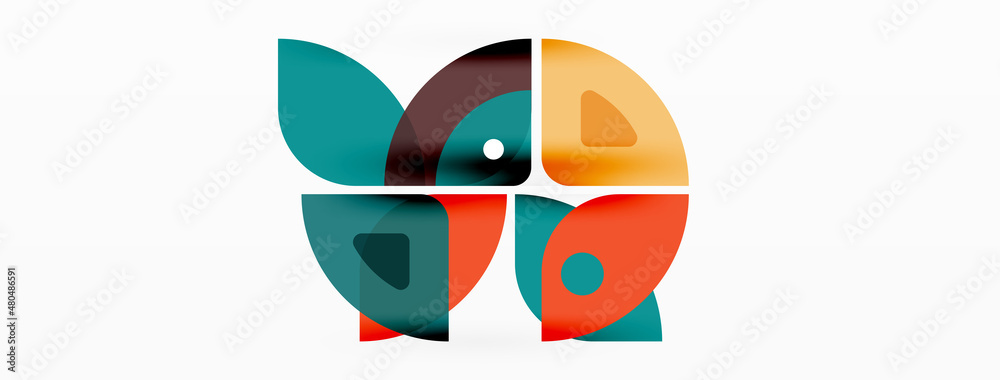 Fototapeta premium Lines, squares, circles and triangles. Geometric abstract background for wallpaper, banner, background, presentation or landing page