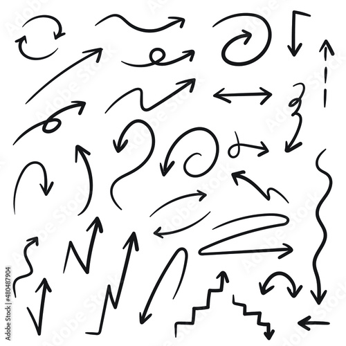 set of hand drawn arrows doodle