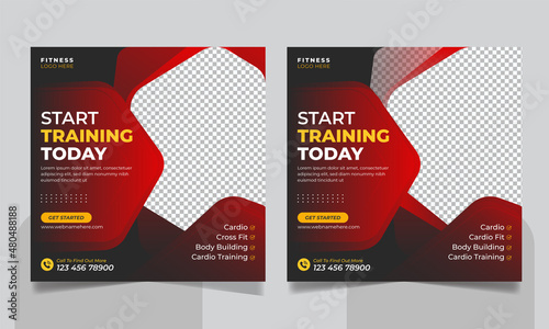 Fitness gym promotional social media post instagram web banner or square flyer template
