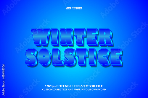 Winter solstice editable text effect 3 dimension emboss comic style