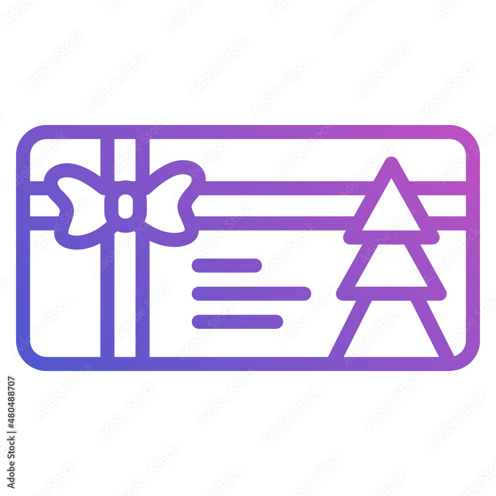 Christmas card line gradient icon