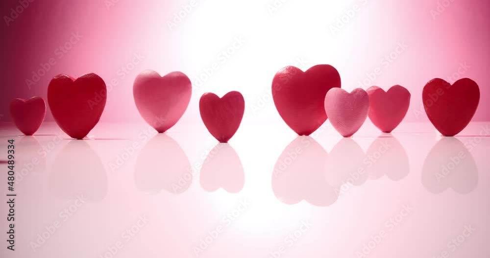 Group of valentine hearts on white background