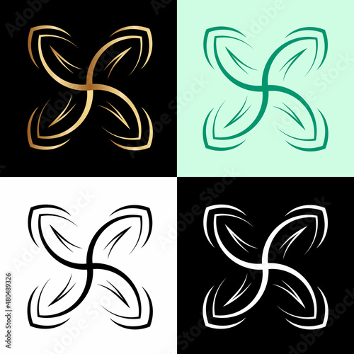 Logo Leaf or Butterfly Simple Line Concept Design