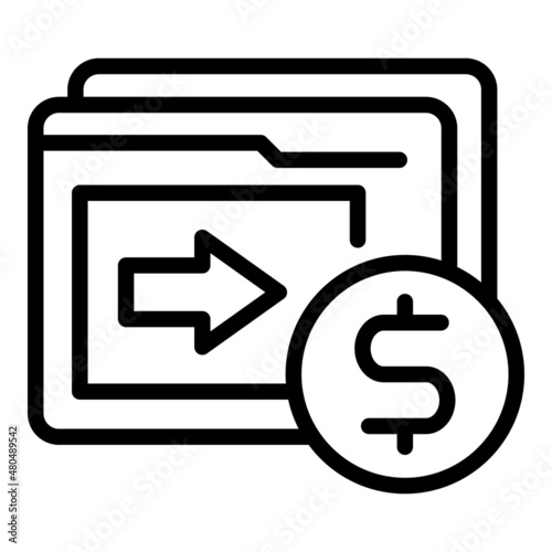Folder money icon outline vector. Bank app