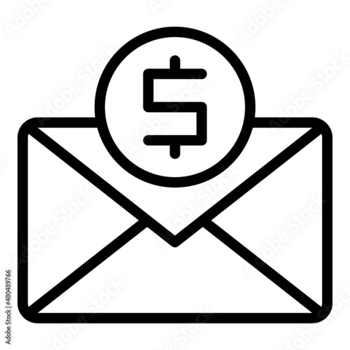 Mail money transfer icon outline vector. Bank app