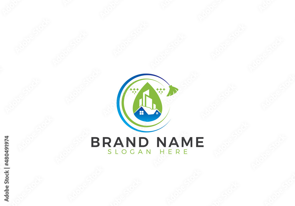 Modern Cleaning Service Business Icon Logo Design